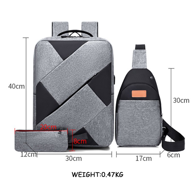 Wholesale New Unisex 15.6 INCH Laptop Backpack Fashion Oxford USB Business 3 in 1 High Quality Custom Chest Bag College Backpack