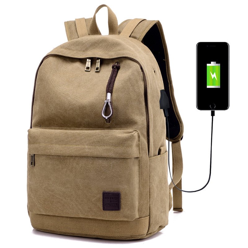 Wholesale brown outdoor travel laptop school unisex women men's vintage rucksack backpack with usb