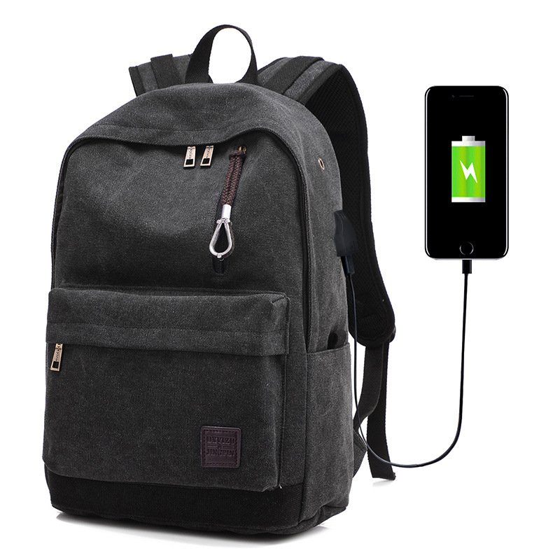 Wholesale brown outdoor travel laptop school unisex women men's vintage rucksack backpack with usb