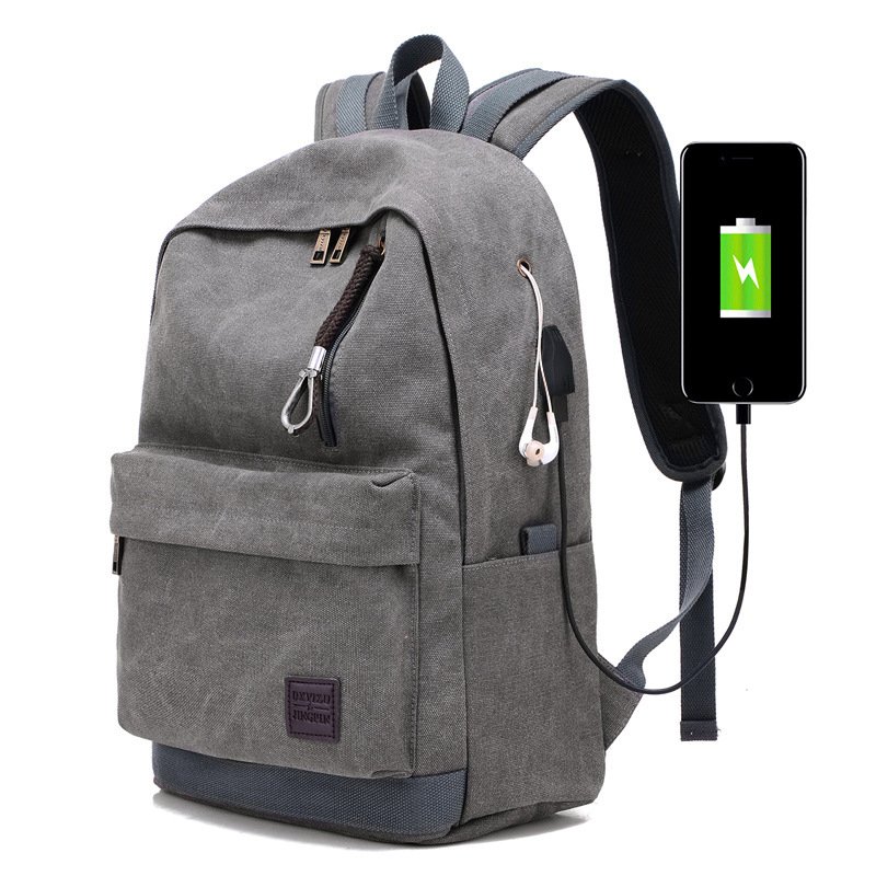 Wholesale brown outdoor travel laptop school unisex women men's vintage rucksack backpack with usb