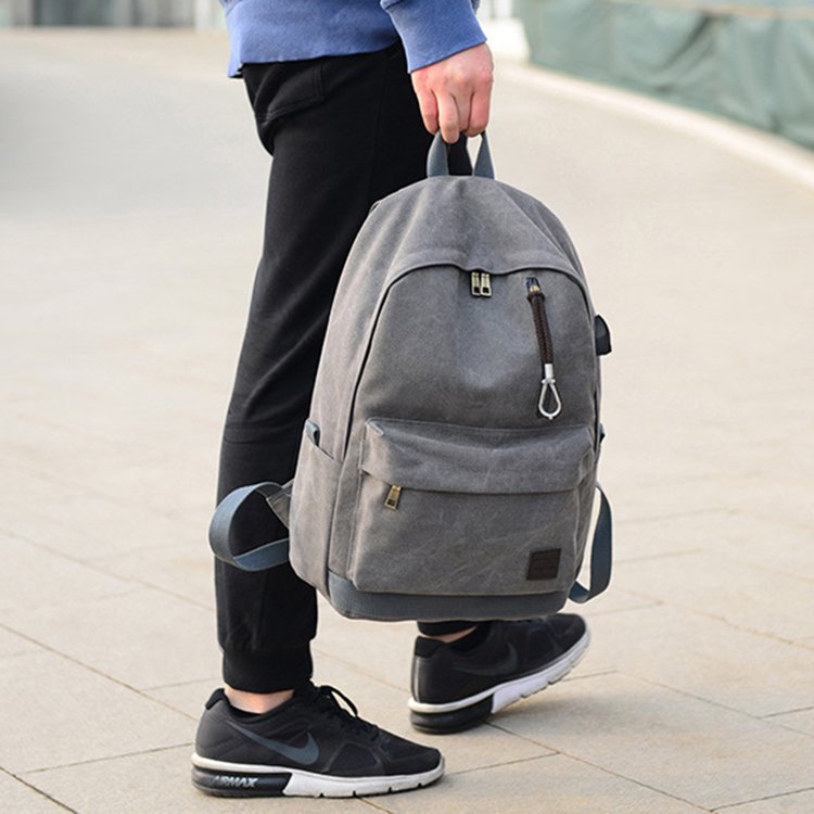 Wholesale brown outdoor travel laptop school unisex women men's vintage rucksack backpack with usb