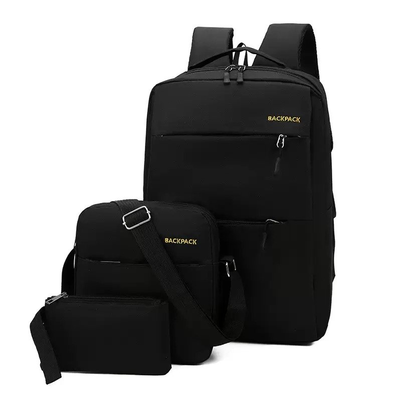 Men women Waterproof USB charge leisure large capacity 3pcs/set high class business luxury polyester lining laptop backpack