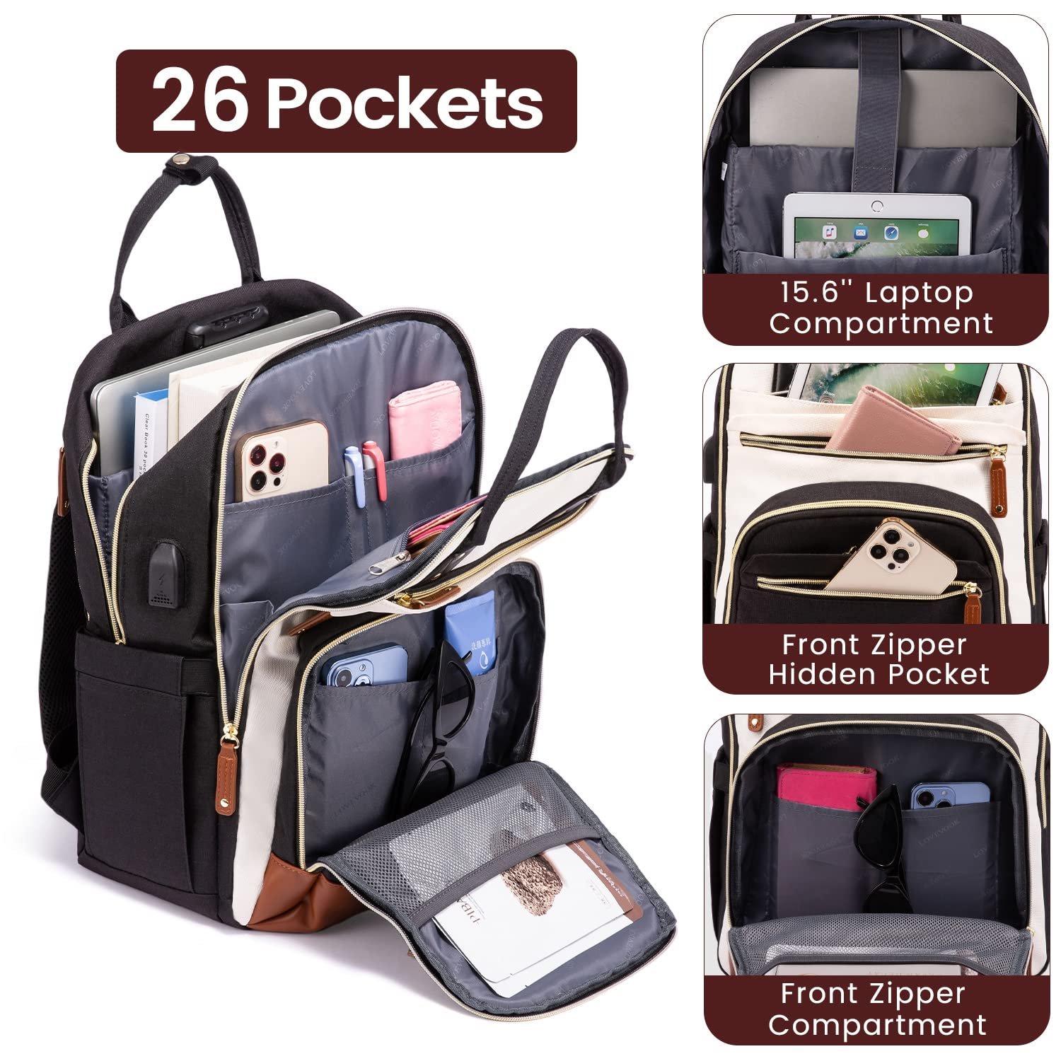 LOVEVOOK New Oxford Outdoor Daypack Fashion Simple Casual Anti-Theft Laptop Backpack College Student Women Travel Backpack