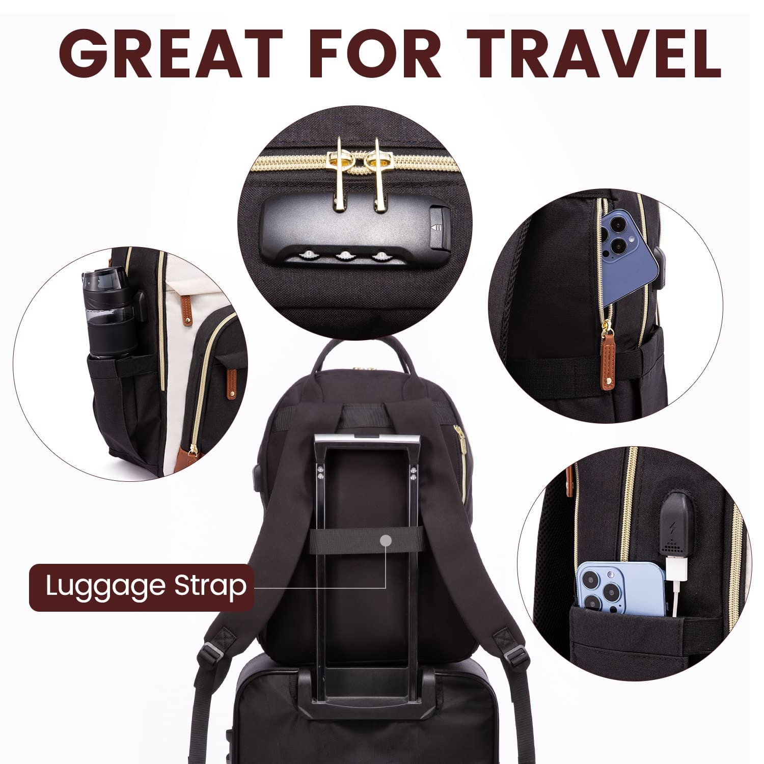 LOVEVOOK New Oxford Outdoor Daypack Fashion Simple Casual Anti-Theft Laptop Backpack College Student Women Travel Backpack