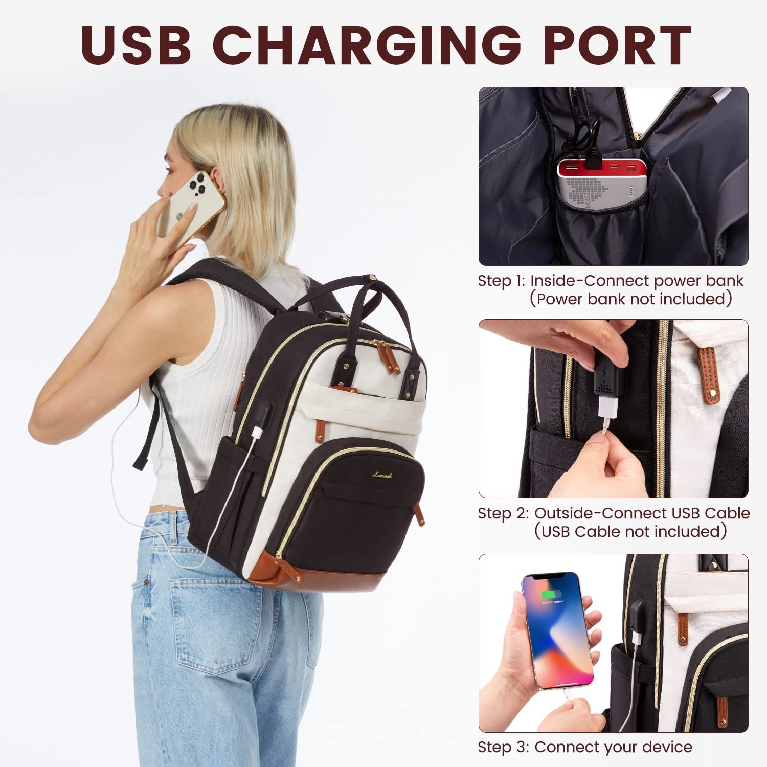 LOVEVOOK New Oxford Outdoor Daypack Fashion Simple Casual Anti-Theft Laptop Backpack College Student Women Travel Backpack