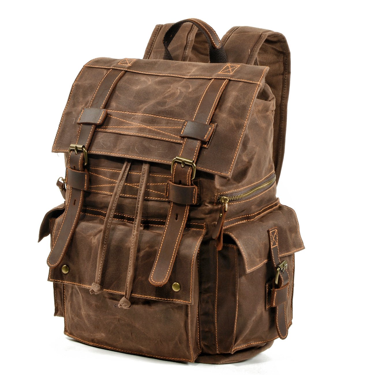 Vintage Men's Backpack Batik Canvas Waterproof Laptop Backpack Outdoor Travel Hiking Camping Backpack