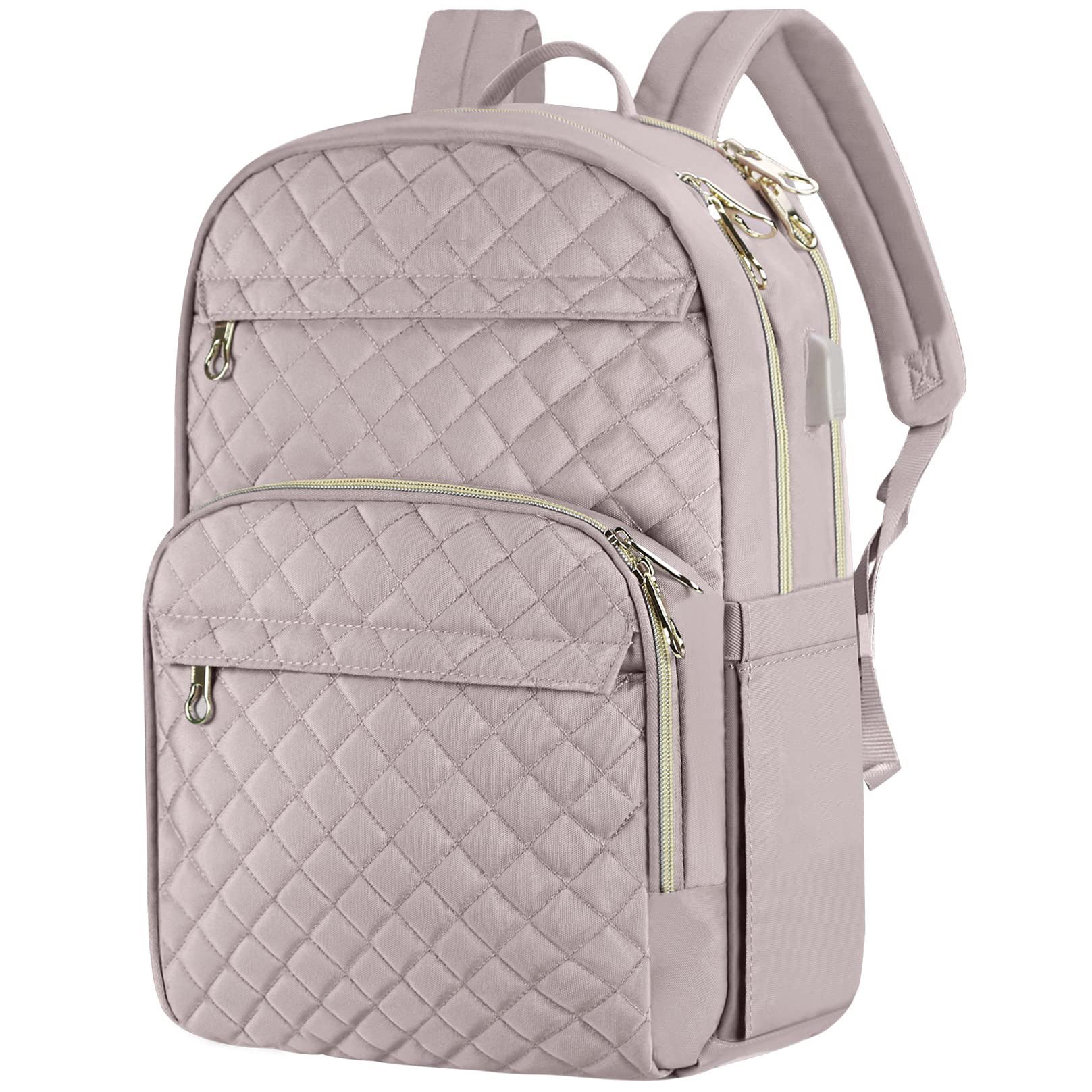 Custom Stylish Water-repellent Nylon Backpack for Travel Business Laptop Backpack for Women 15.6 Inch with USB Charging Port