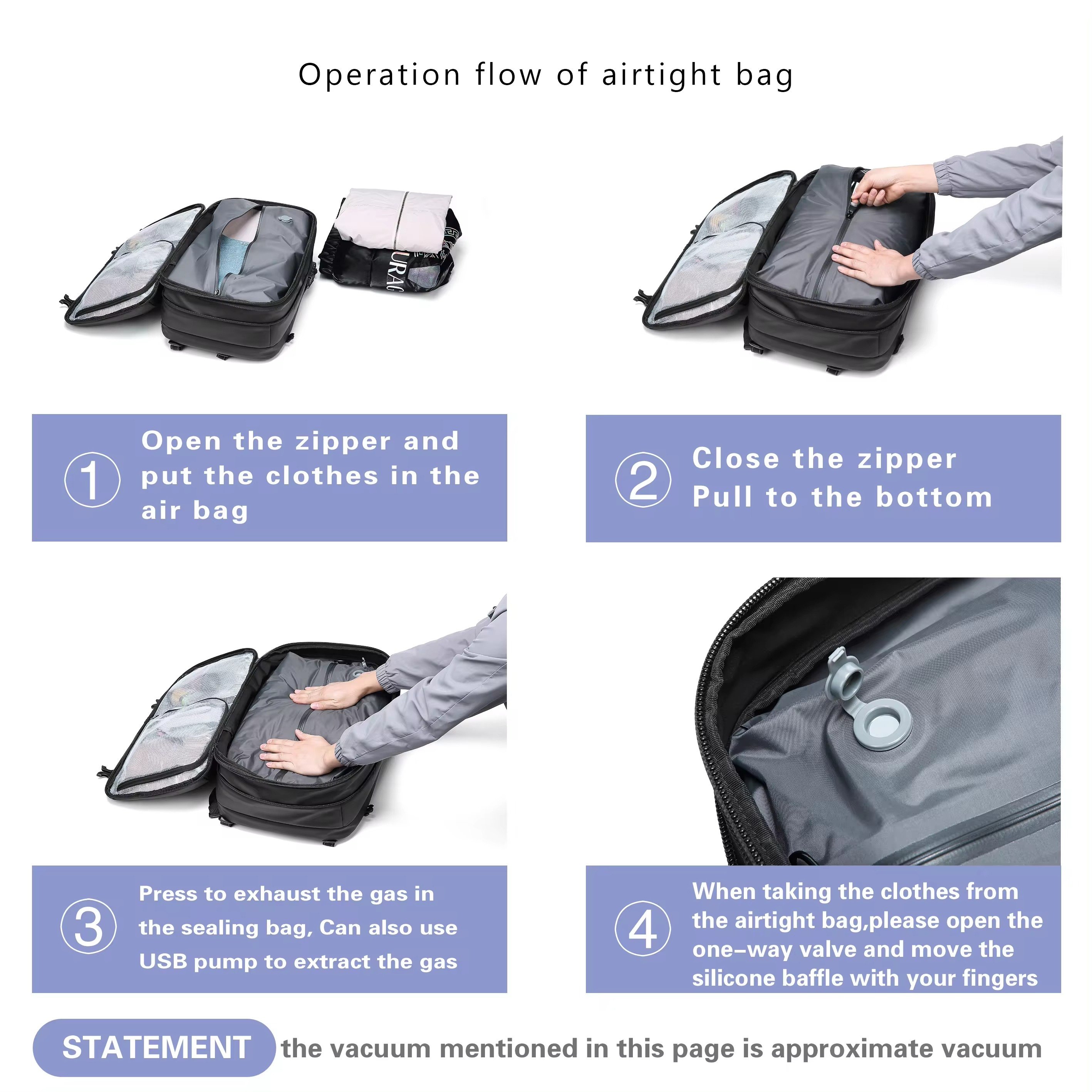 Custom Air Backpack Vacuum Compression Waterproof Travelling Essentials For Backpacking Men Laptop Large Capacity Backpack