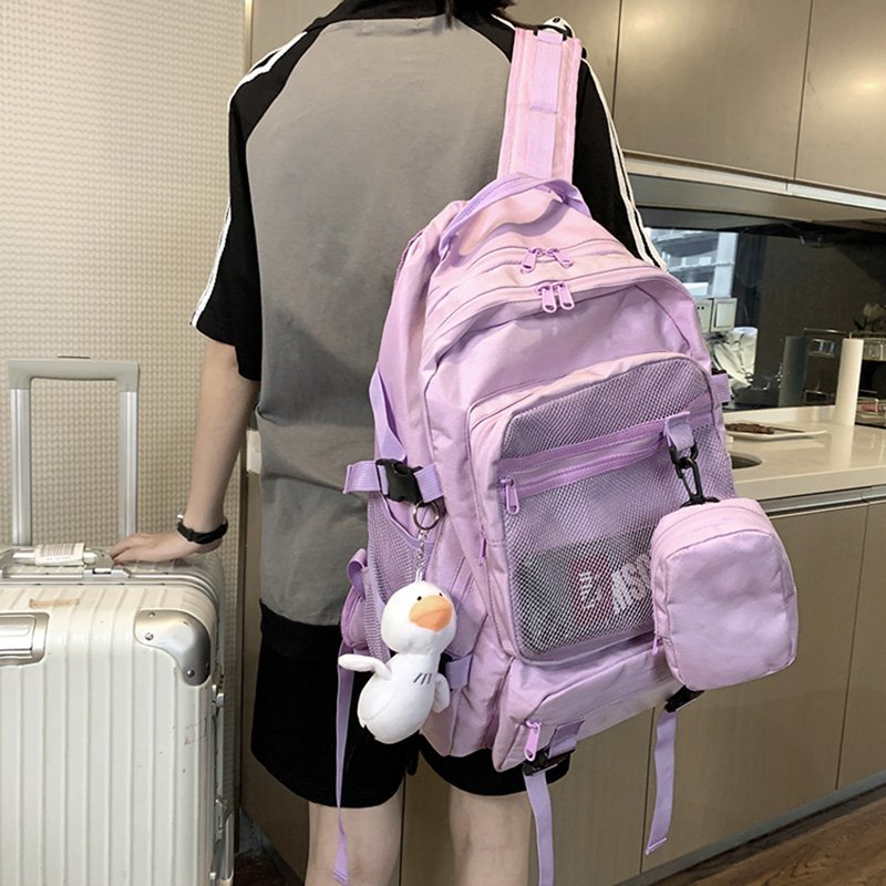 Good Quality Fashion Cute Ladies School Bags Set Purple Backpacks College 2 Pieces Girls Backpack Set For Kids