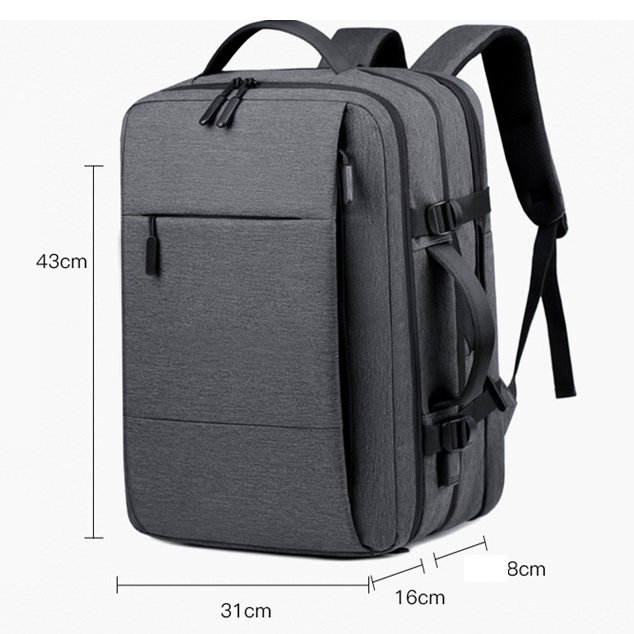 USB Charge Port Men's Expandable Backpack Fashion Waterproof Leisure Travel Backpack Oxford Business Laptop Backpack