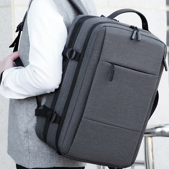 USB Charge Port Men's Expandable Backpack Fashion Waterproof Leisure Travel Backpack Oxford Business Laptop Backpack