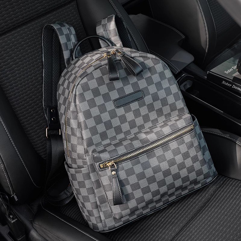 New Fashion PU School Backpack Bag For College Student Custom Waterproof Plaid Backpack Office Laptop Backpack For Women