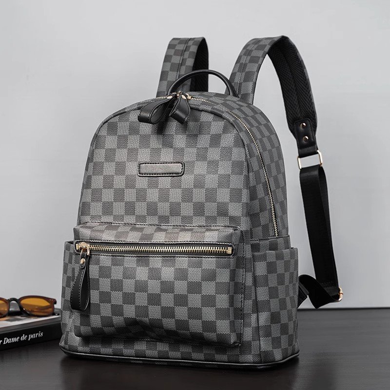 New Fashion PU School Backpack Bag For College Student Custom Waterproof Plaid Backpack Office Laptop Backpack For Women