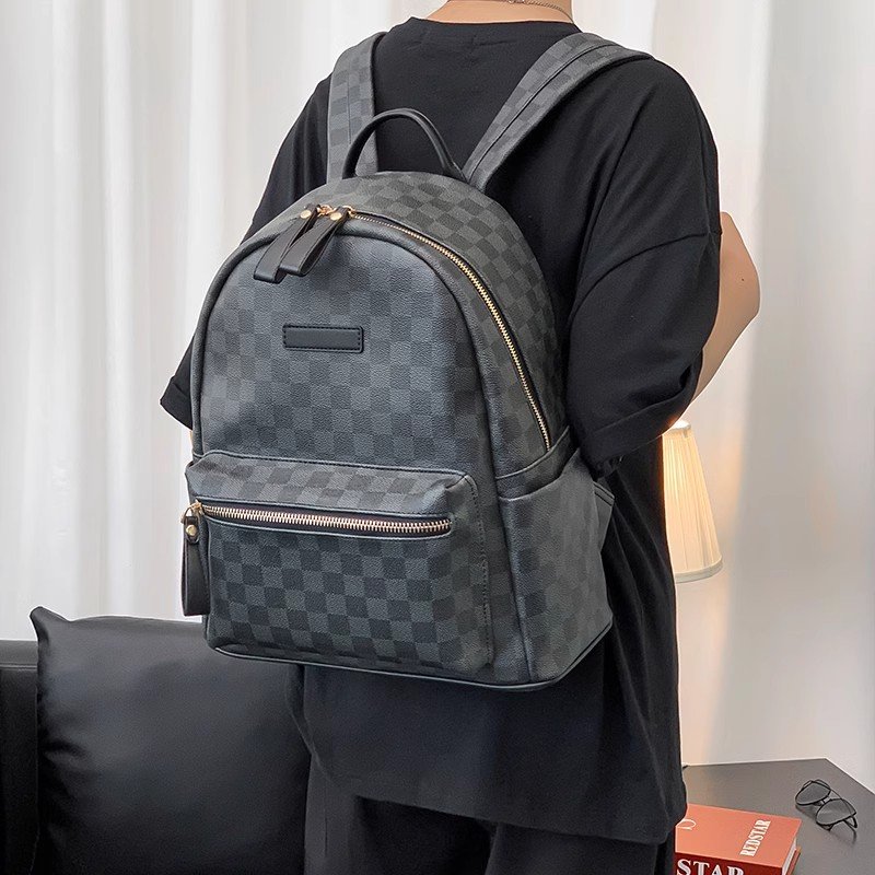New Fashion PU School Backpack Bag For College Student Custom Waterproof Plaid Backpack Office Laptop Backpack For Women