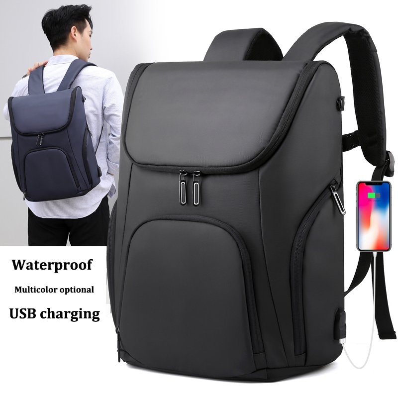 2023 New design custom logo travel waterproof Leather 15.6 inch men USB laptop backpack bag for student