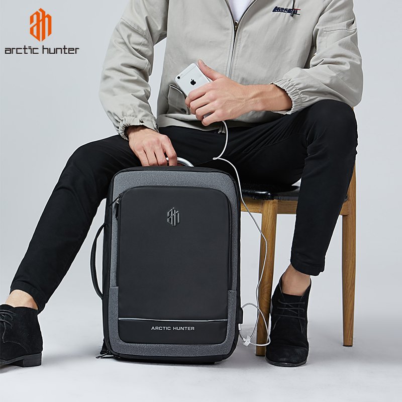 Arctic Hunter Expandable Men's Anti-Theft Travel Bagpack Anti Theft Business Rucksack Laptop Backpack Bag With USB Charger