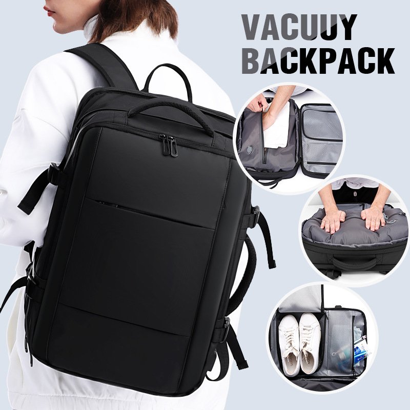 10cm Expandable Vacuum Compression Outdoor Travel Backpack with Wet Dry Separation Design TSA Lock Anti Theft Casual Bag