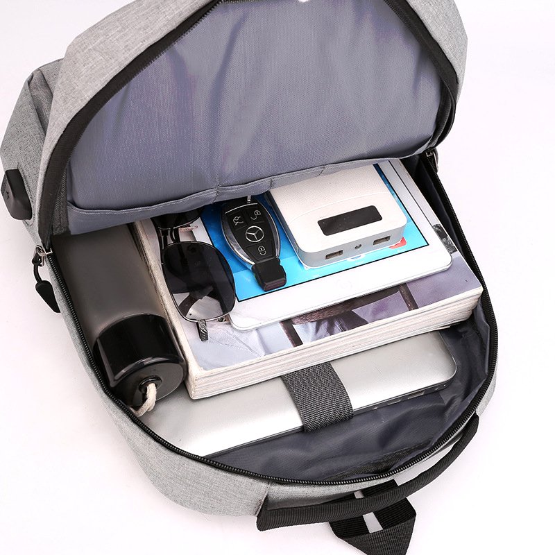 Fashion Custom Logo Large Capacity Waterproof Business Laptop Backpack Travel Hiking with USB Charging Port