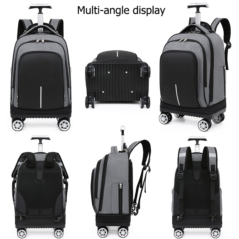 Custom Printed Trolley Schoolbag Rolling Backpack with Wheels for Men Women Travel Laptop Backpack Carry on Luggage Bag school