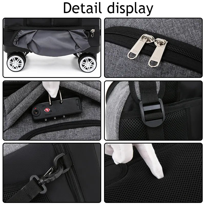 Custom Printed Trolley Schoolbag Rolling Backpack with Wheels for Men Women Travel Laptop Backpack Carry on Luggage Bag school