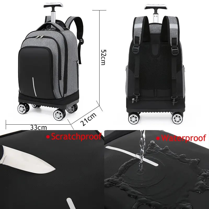 Custom Printed Trolley Schoolbag Rolling Backpack with Wheels for Men Women Travel Laptop Backpack Carry on Luggage Bag school
