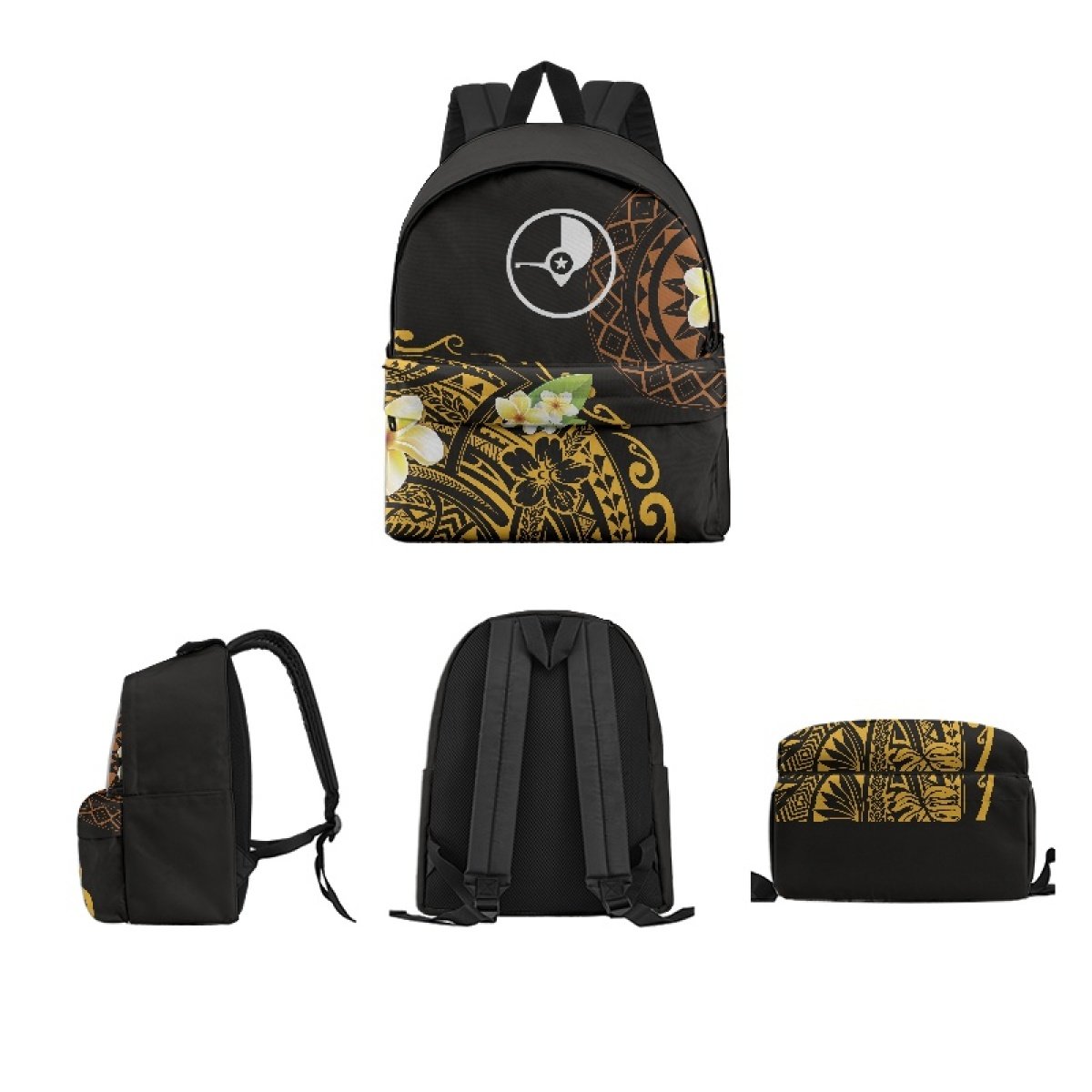 Yap State Travel Backpack for Men Custom Seal with Tribal Tattoo Plumeria Loungefly Backpack Micronesian Style Sports Backpack