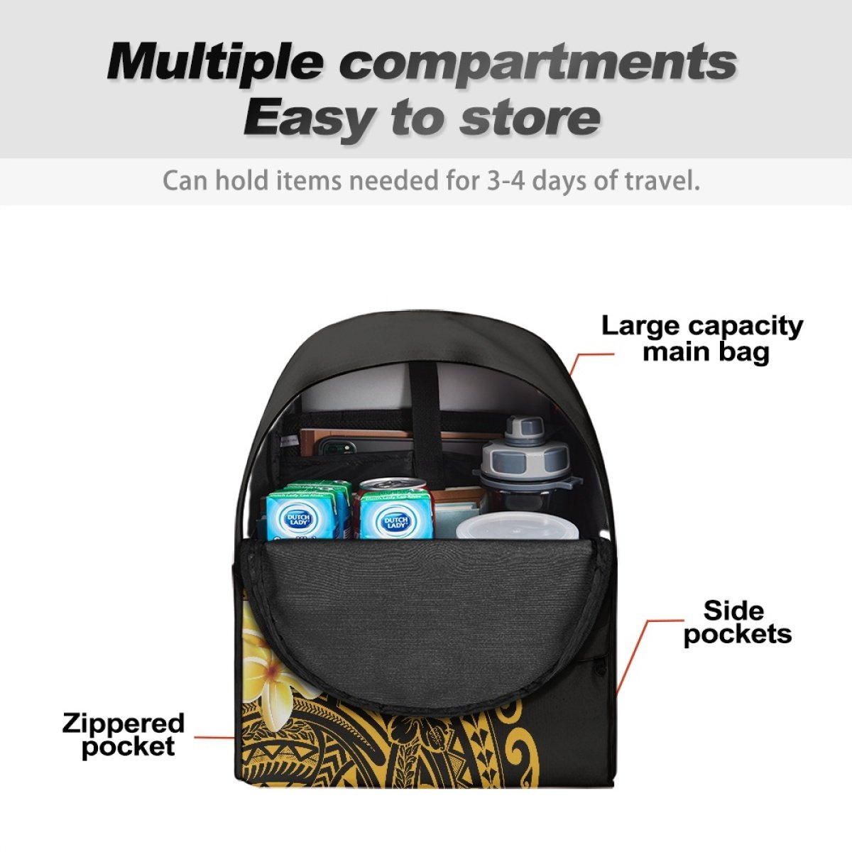 Yap State Travel Backpack for Men Custom Seal with Tribal Tattoo Plumeria Loungefly Backpack Micronesian Style Sports Backpack