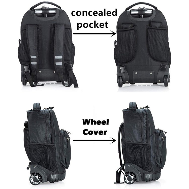 Wheeled Rolling Backpack Custom Logo Fashion Travel Waterproof Business Laptop Trolley Laptop Backpack
