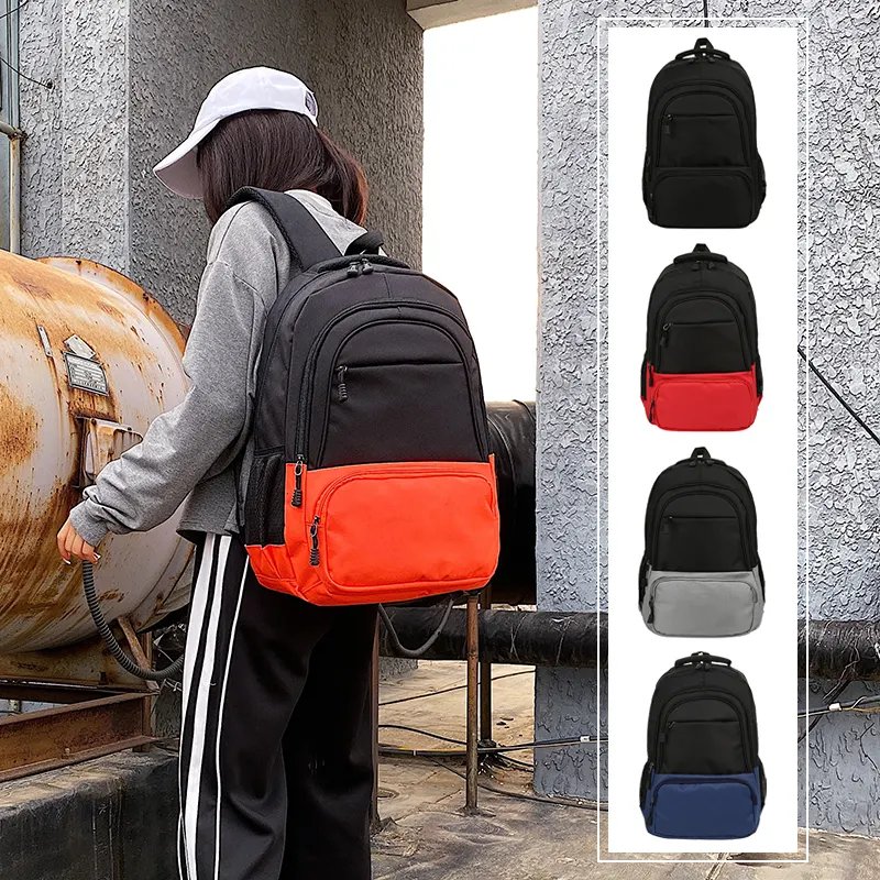 Wholesale Logo Custom Durable Business Travel Waterproof Gray Oxford School Bag Cheap 15.6 Inch Student Laptop Backpack with USB