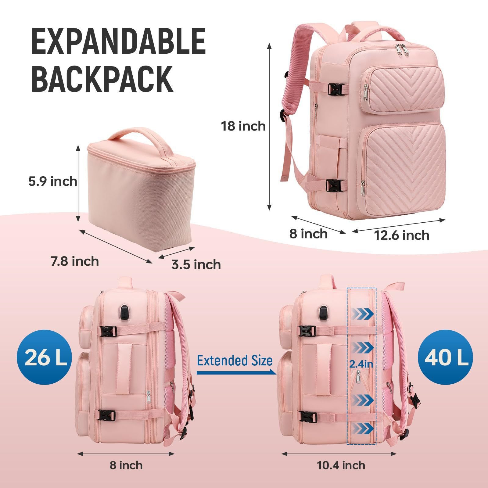 Large Capacity Bag Multifunctional Travel Backpack USB Port Waterproof Anti-Theft 16 Inch Laptop Backpack