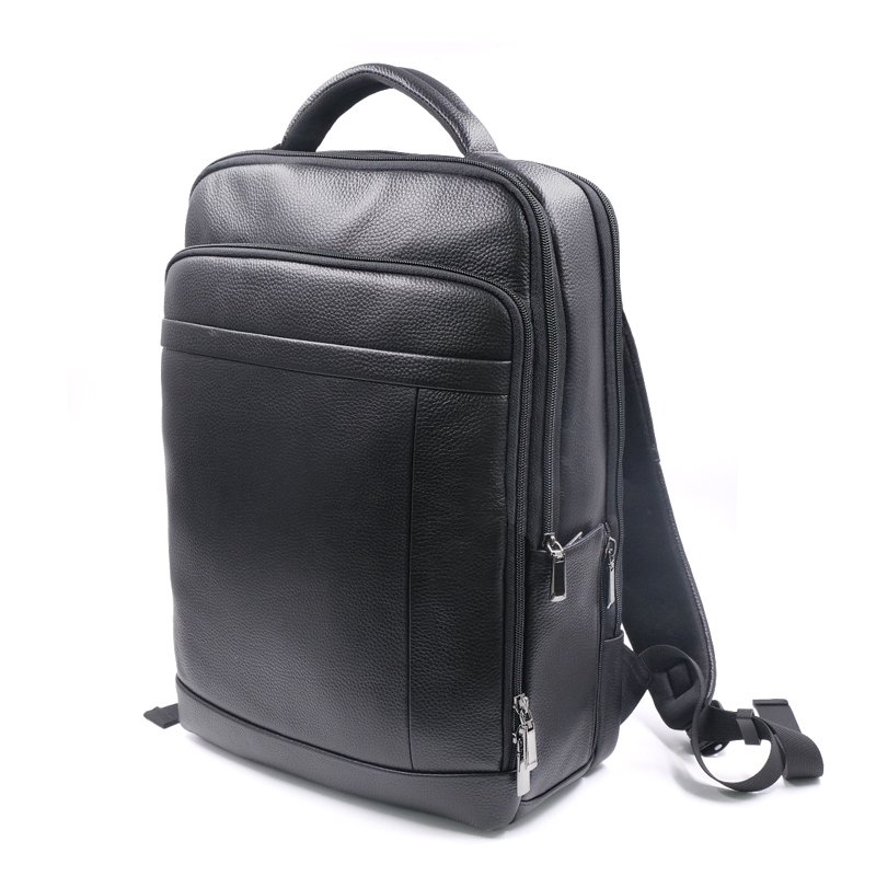 Fingerprint Lock Anti Theft USB Charging Laptop Backpacks Bag Genuine Leather Material Men's Retro Leather Travel Backpack