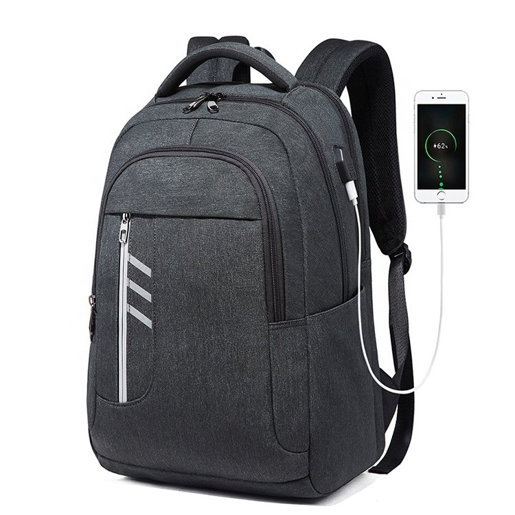 Large Capacity Waterproof Oxford Durable Anti-theft Mens Business Travel USB Charging Port Laptop Backpack with Reflective Strip