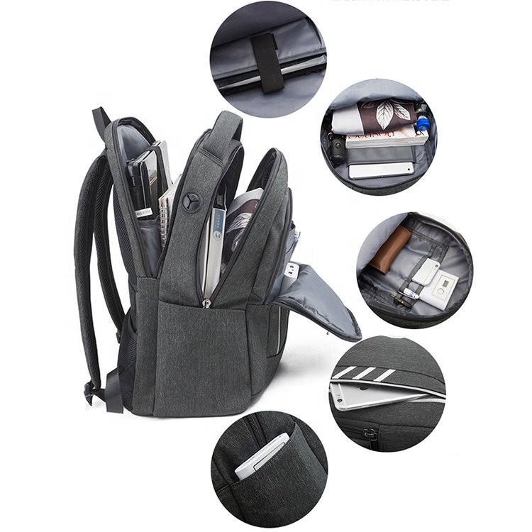 Large Capacity Waterproof Oxford Durable Anti-theft Mens Business Travel USB Charging Port Laptop Backpack with Reflective Strip