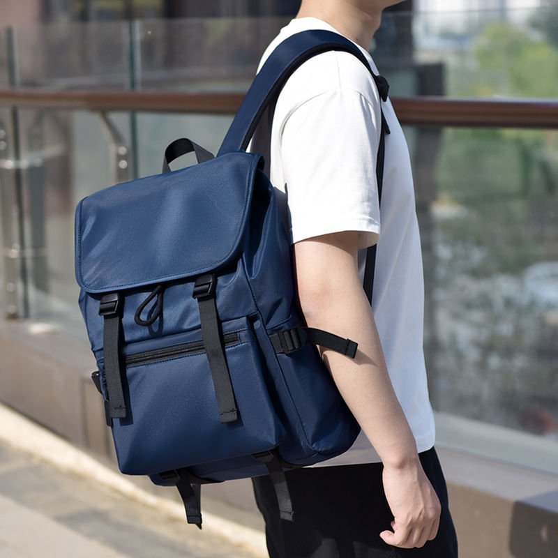 Large Capacity Leisure Vitality Backpack with Bag Cover Black Gray Blue for Outdoor Travel Hiking and Laptop Use