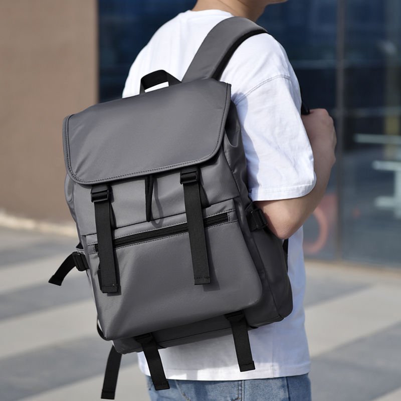 Large Capacity Leisure Vitality Backpack with Bag Cover Black Gray Blue for Outdoor Travel Hiking and Laptop Use
