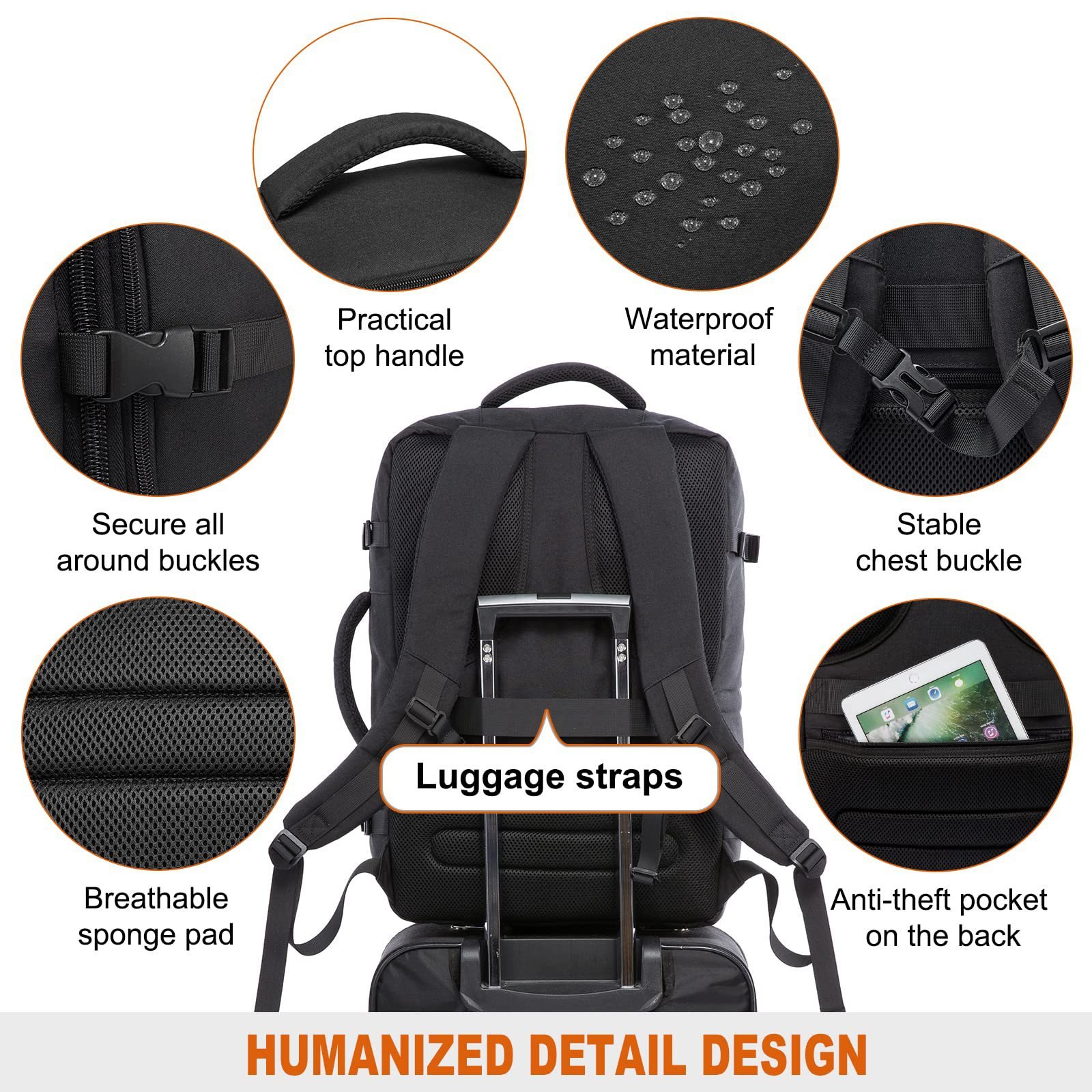 High-Quality Expandable Waterproof Business Bag pack Unisex 17inch Laptop backpacks