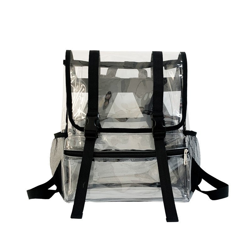 Amiqi BL404-08 Custom Durable Thicken Plastic Clear Backpack Girl Fashion Transparent PVC School Bag Women Clear Laptop Backpack