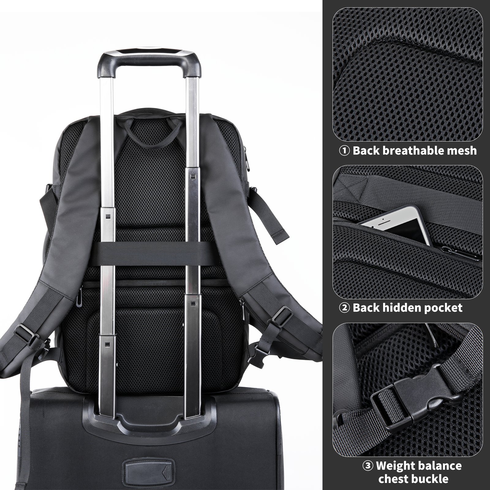 Multifunction Smart Expandable Backpack Travelling Large Capacity Back Packs Business Laptop Backpack Bag with USB Charging Port