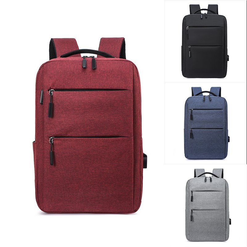 Customized LOGO Backpack Waterproof USB Charger Port Laptop Bag Business Backpack School Bags Male and Female Students Polyester