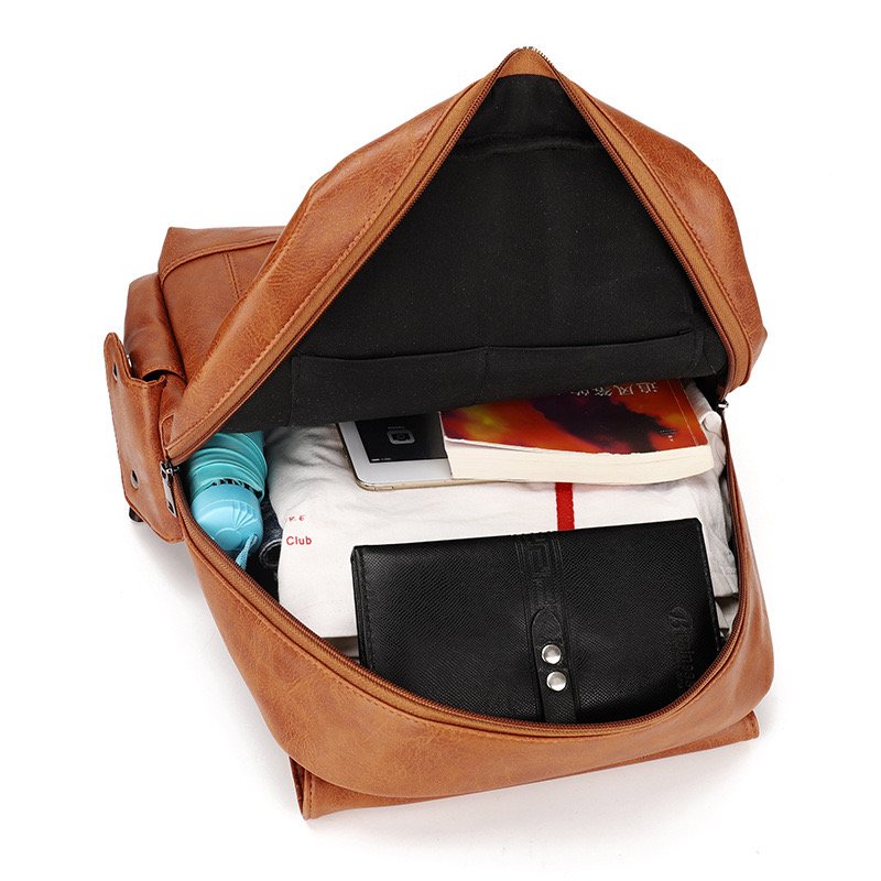 Business Laptop Waterproof women's men's PU Leather big black travel Backpack computer bag bookbag for school rucksack