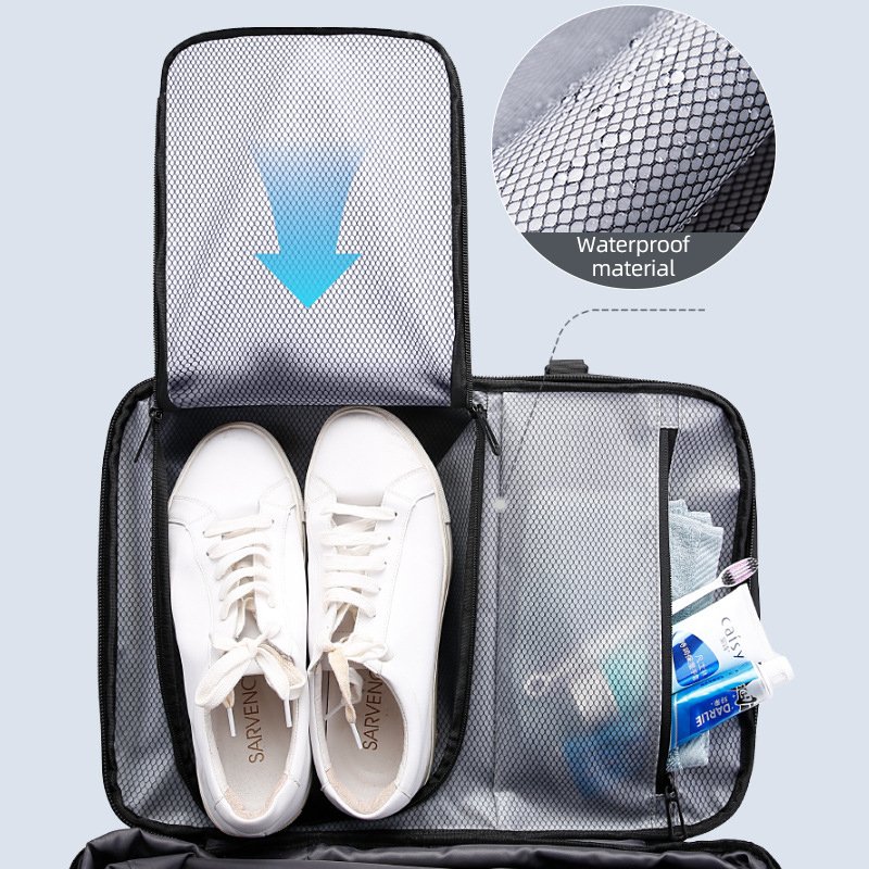 10cm Expandable Vacuum Compression Outdoor Travel Backpack with Wet Dry Separation Design TSA Lock Anti Theft Casual Bag