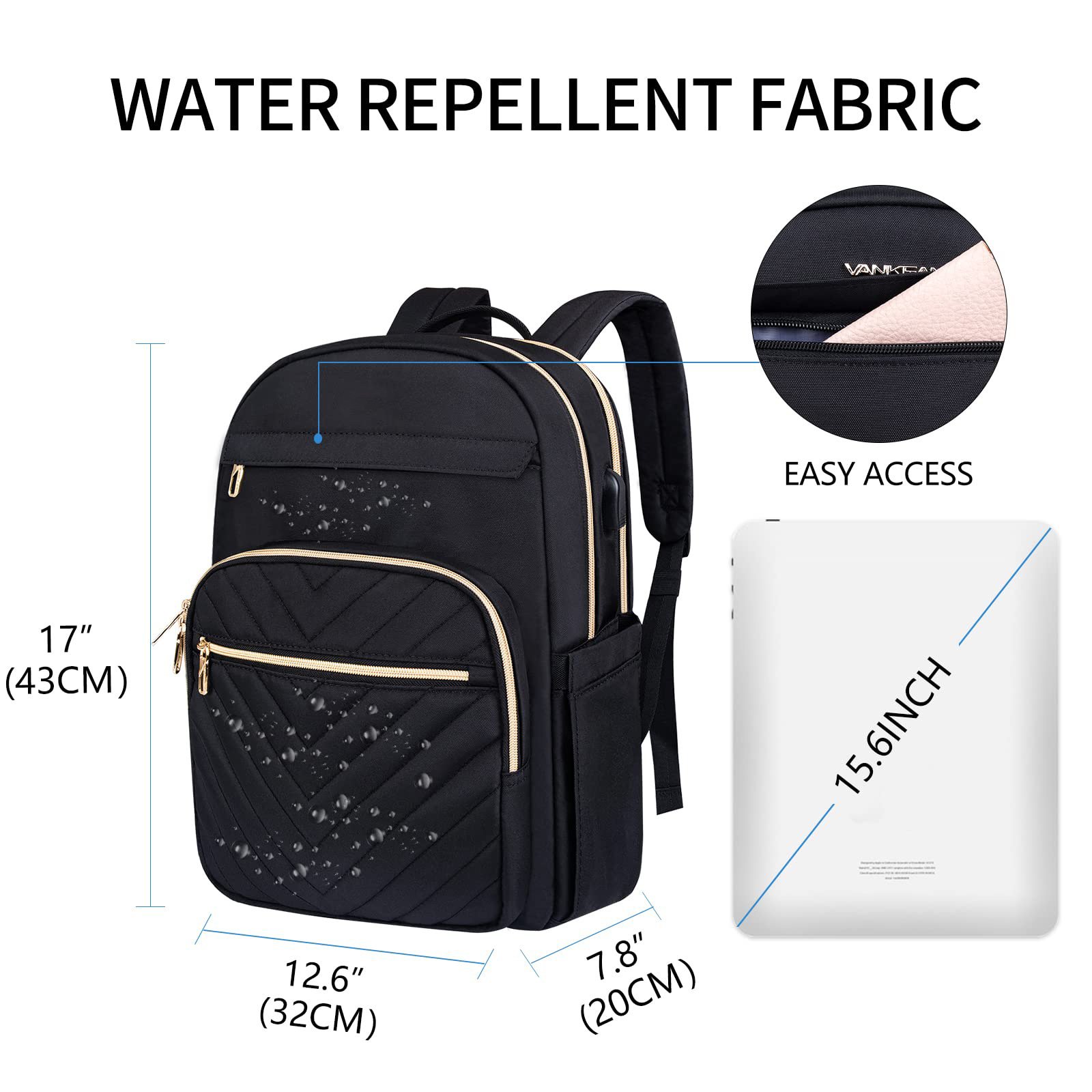 Custom Logo Quilting Travel Casual Daypacks Laptop Backpack for Women Work Computer Business Bag with USB Port