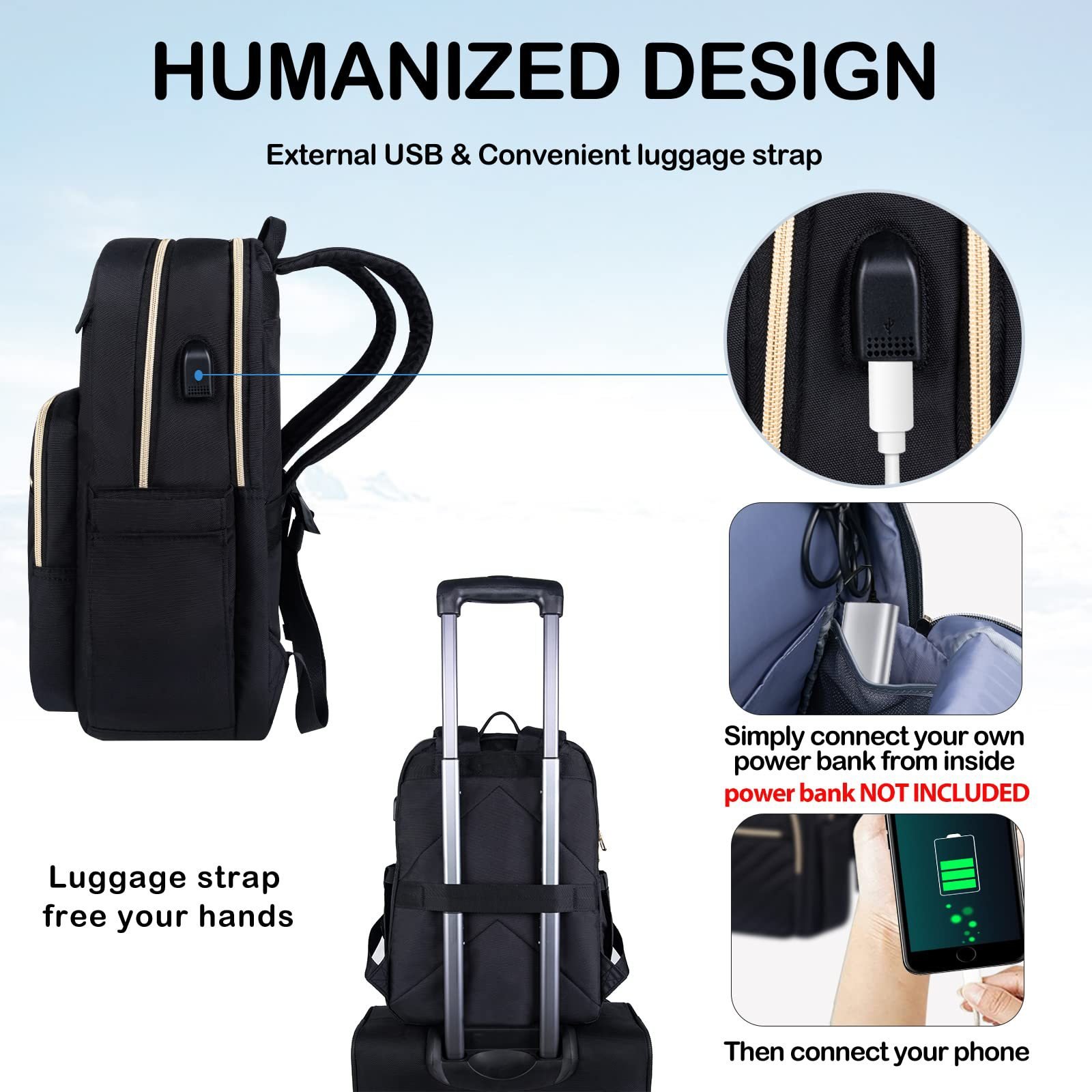 Custom Logo Quilting Travel Casual Daypacks Laptop Backpack for Women Work Computer Business Bag with USB Port
