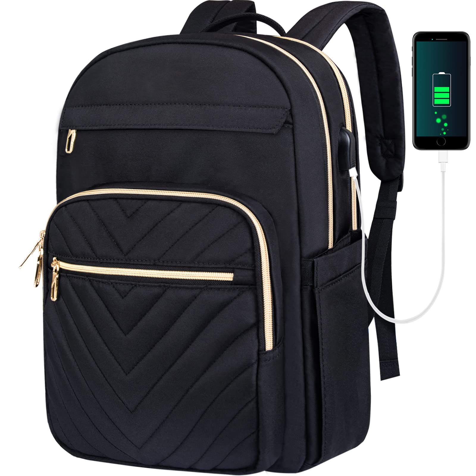 Custom Logo Quilting Travel Casual Daypacks Laptop Backpack for Women Work Computer Business Bag with USB Port