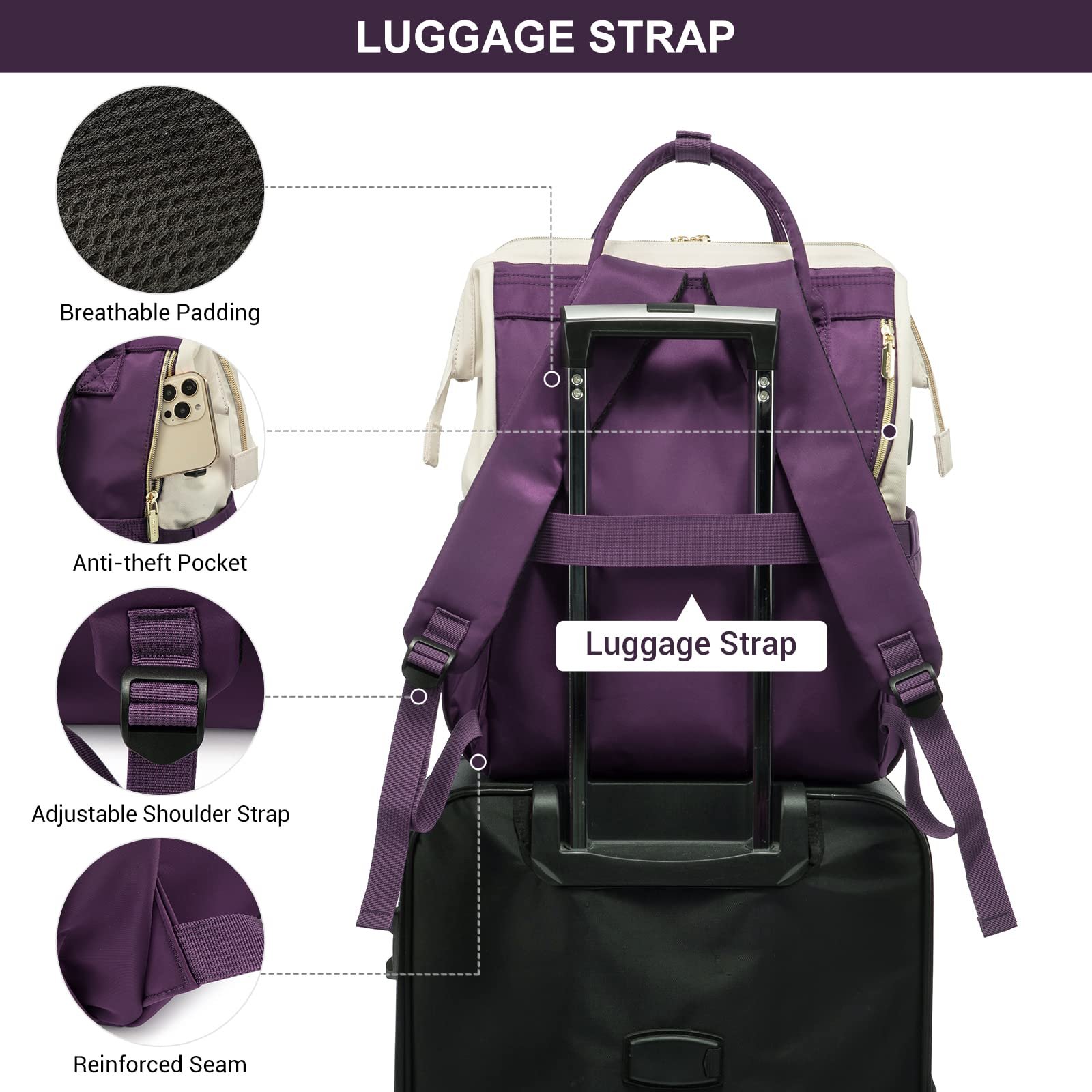 Lovevook 2024 14 15.6 17 inch Large Cute Laptop Backpack for Women Oxford Waterproof Travel School Work Bag Luxury Lady Backpack
