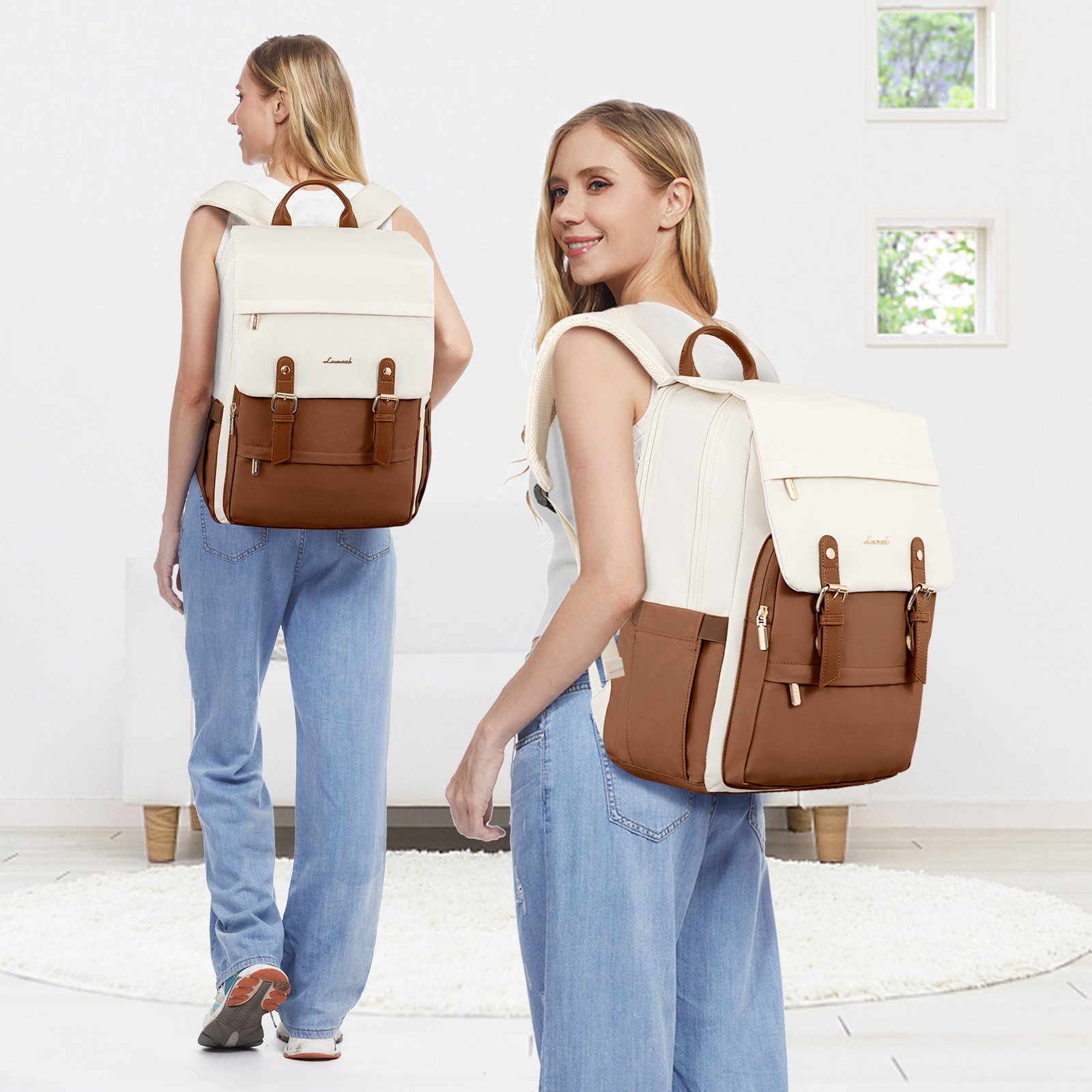 LOVEVOOK Waterproof Stylish Designer Travel Fashion Flip Laptop Backpack School Business Work College Laptop Backpack with USB