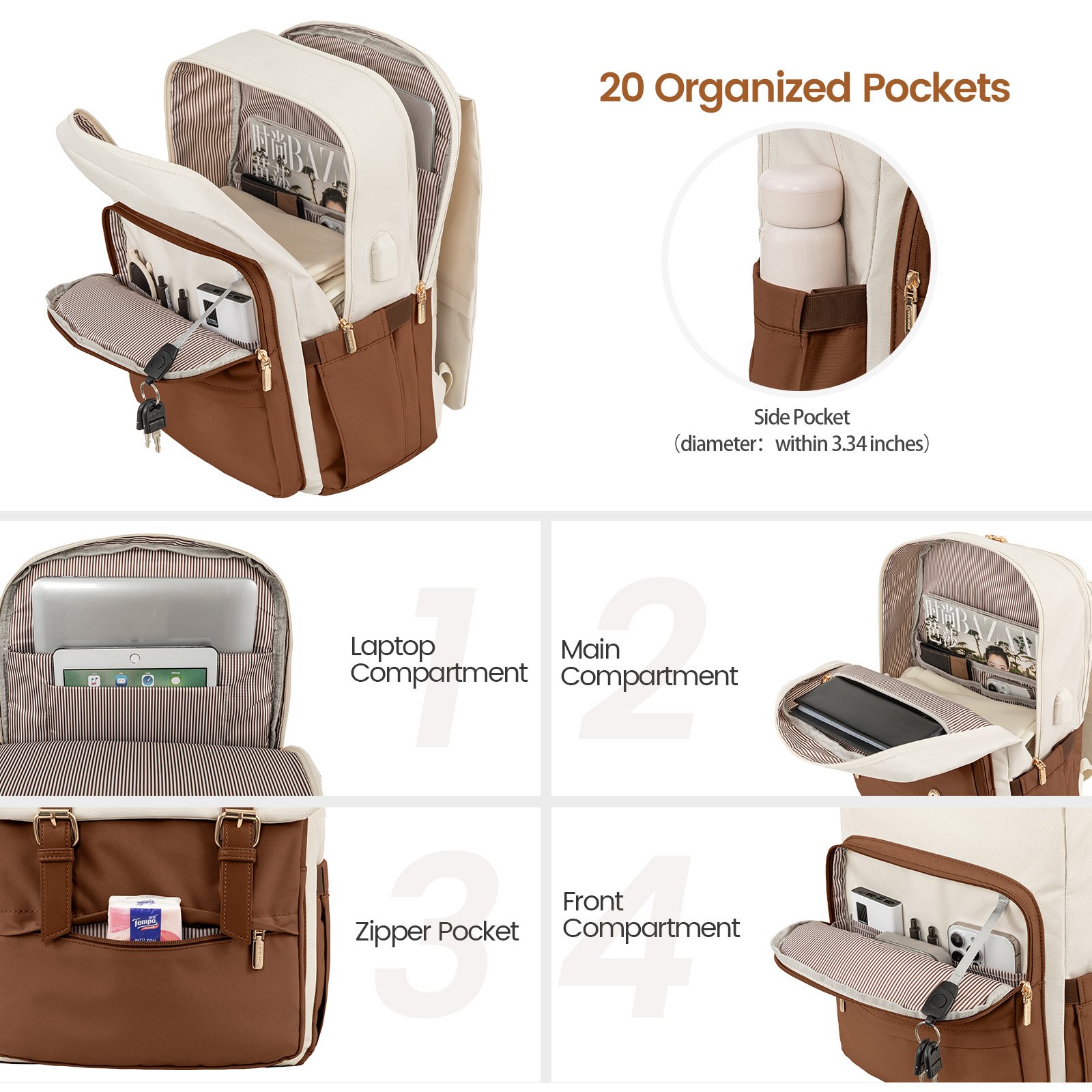 LOVEVOOK Waterproof Stylish Designer Travel Fashion Flip Laptop Backpack School Business Work College Laptop Backpack with USB