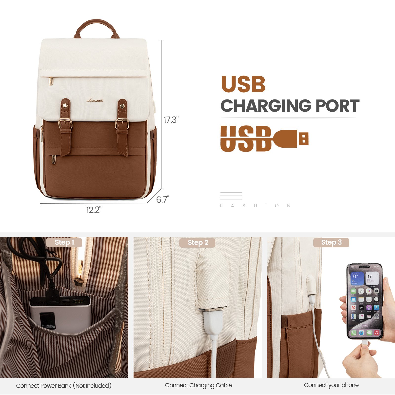 LOVEVOOK Waterproof Stylish Designer Travel Fashion Flip Laptop Backpack School Business Work College Laptop Backpack with USB