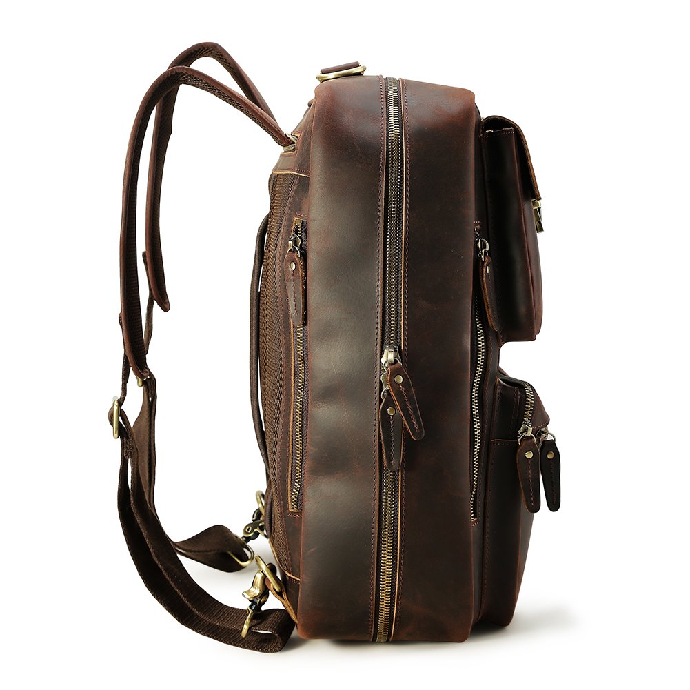 Vintage Crazy Horse Leather Back Pack Bag Multifunction Cowhide Shoulder Briefcase Bag Laptop Backpack for Men