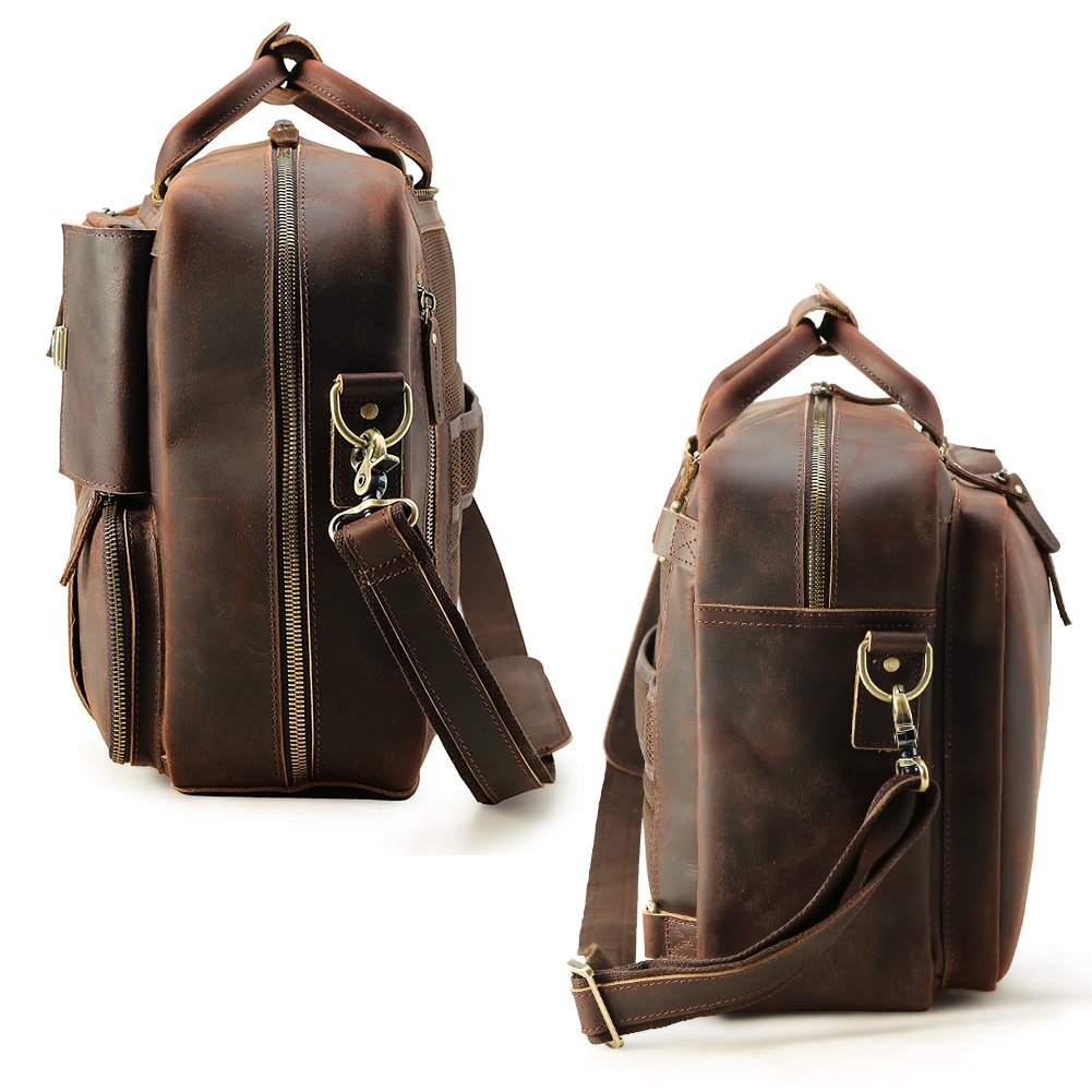 Vintage Crazy Horse Leather Back Pack Bag Multifunction Cowhide Shoulder Briefcase Bag Laptop Backpack for Men